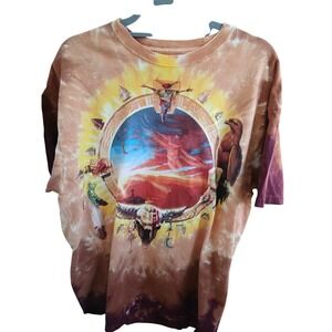 Liquid Blue Tie Dye‎ Graphic T Shirt Men's 2XL Eagle Native American Art